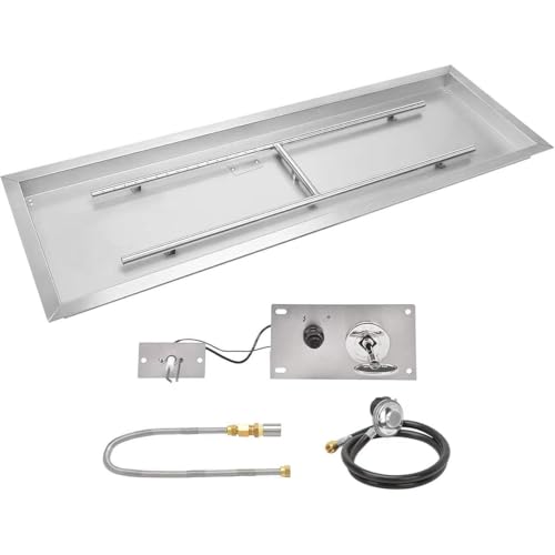 Générique Gas Fire Pit Kit | Complete DIY Propane Fireplace Kit with All Accessories | 150,000 BTU High Efficiency for Outdoor Patio and Garden