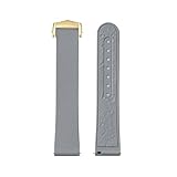 PNESHGTT Correa de goma 20mm Compatible con Omega X Swatch MoonSwatch FKM, hebilla plegable for hombres y mujeres, correa reloj patrón Luna Speedmaster(Grey-Gold buckle)