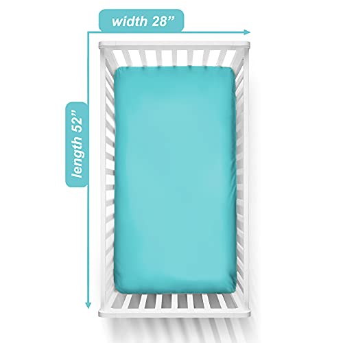 Image of American Baby Company 100% Natural Cotton Percale Fitted Crib Sheet for Standard Crib and Toddler Mattresses, Aqua, Soft Breathable, for Boys and Girls