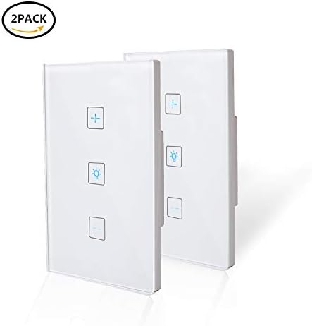 Wifi Light Switches-Smart Dimmer Switch Panel Work with Alexa Google Home IFTTT-Timer Function and Phone Remote Control Wall Light Any Where-No Hub Required and Free App  (2 Pack)