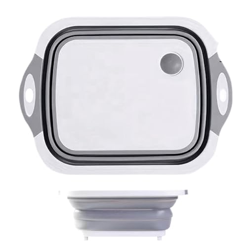Lavabo plegable | Fregadero portátil con tabla de cortar, cubo plegable con desagüe – para casa, cocina, baño, lavado de verduras, carne y frutas para camping y viajes