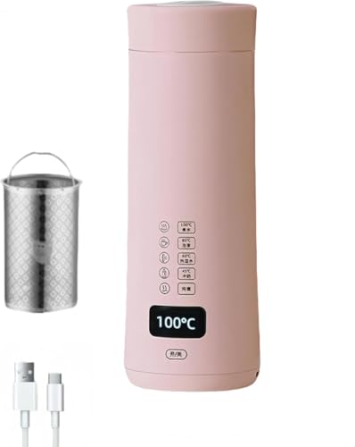 YAKINO �|�[�^�u���d�C�P�g�� USB�[�d�� 400ml 8��������8���ԕۉ� 316��p���X�e�����X���_ LED�f�W�^�����x�\��+���x�ێ� ��w�f�M/�󕰂��h�~ �y�ʐ݌v�ŃA�E�g�h�A�E�I�t�B�X���p (�s���N,��?��?�t)