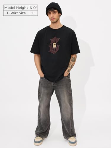 Image of The Souled Store Mr. Soul Men and Boys Short Sleeve Round Neck Purple Graphic Printed Cotton Oversized T-Shirts