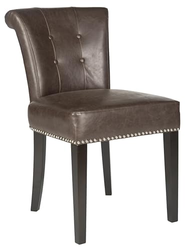Safavieh Mercer Collection Sinclair Antique Brown Leather Ring Dining Chair (Set of 2)