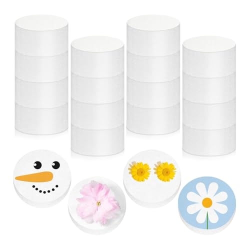 YEHEI 16 Pièces Cercles de Mousse Disques de Mousse de Polystyrène Cylindres Mousse Artisanat Rond Mousse Bloc Blanc pour Bricolage Arts Sculpture...