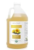 velona USDA Certified Organic Sunflower Oil - 1 Gallon / 128 Fl Oz | 100% Pure and Natural Carrier Oil | High Oleic, Refined| Cooking, Skin, Hair, Body & Face Moisturizing