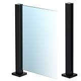 Cvter Glass Railing Post, No-Punch Heavy-Duty Glass Railing with Spigot Slots & Base, 304 Stainless Steel Clamp Bracket for Deck Balusters, Balcony, Patio, Stairs, Black 41in End Post