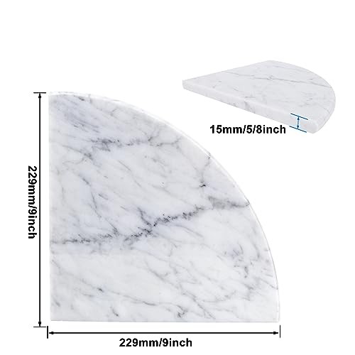 Retheno 9 Inch Carrara White Marble Corner Shower Shelf, Polished Wall Mounted Stone Corner Shelf for Bathroom