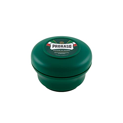 PRORASO - Jabón de afeitar (12 unidades, 150 ml, con aceite de eucalipto y mentol)