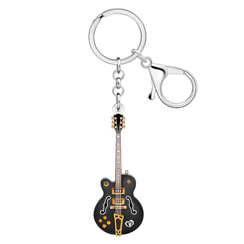 WEVENI Acrylic Music Bass Electric Guitar Keychains for Women Girls Instrument Jewelry Gifts Accessories Purse Wallet Charms (Black Violin A)