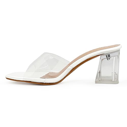 Image of WFS Women's Transparent Strap 2.5 Inch Block Heel Sandal