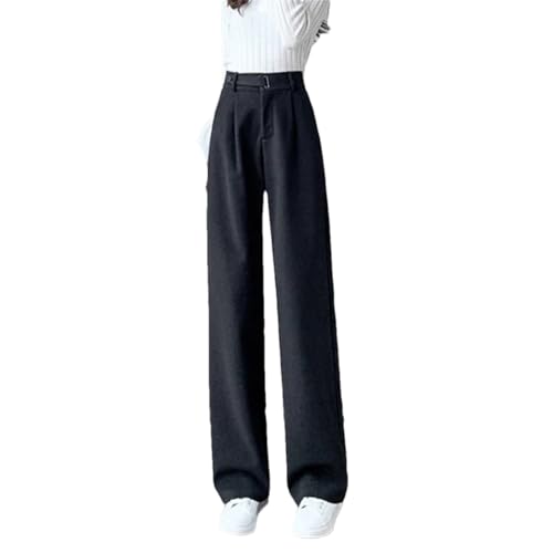 Women Winter Wool Wide Leg Pants High Waist Suit Straight Pants Korean Thick Baggy Woolen Full Trousers