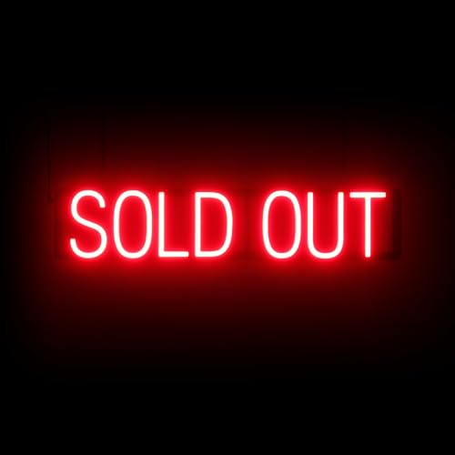 Image of SpellBrite LED Neon SOLD OUT Sign for Business - Red, 30 inch x 6 inch | Ultra-Bright Click-Together Signage for Restaurants, with Visibility from 500 Feet - 8 Animations, 6 Brightness Levels