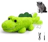 ZeLing HTL Interactive Cat Toys for Indoor Cats - Self-Charging Croc Chase Toy with 360° Motion, Wagging Tail & Catnip, Automatic Exercise Toy for Bored Kittens/Adults(Plush Fur)