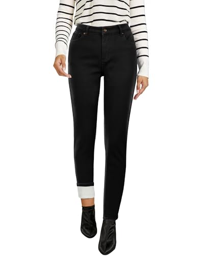 GRAPENT Winter Clothes for Women High Waisted Jeans Jeggings Fleece Lined Pants Black Size L 12 14