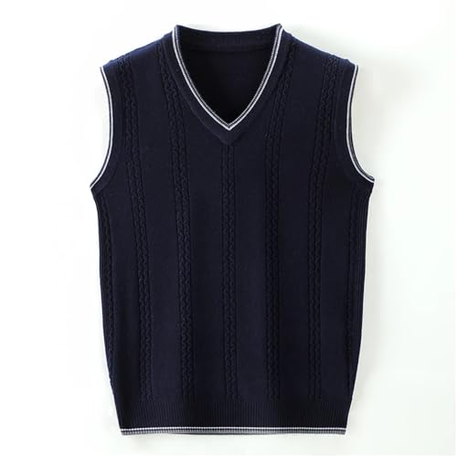 Men's Classic Cable Knit Sweater Vest Business Casual V Neck Sleeveless Pullover Top3