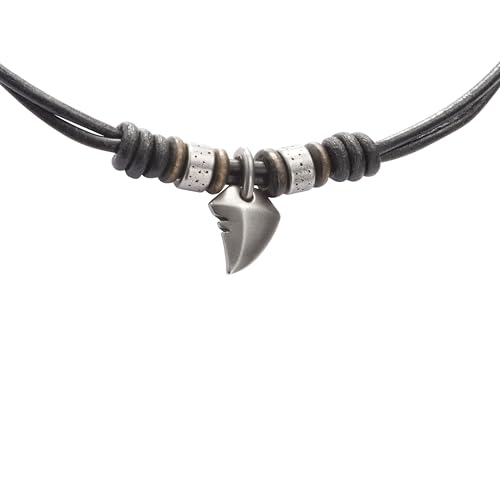 Fossil Herren-Kette Natural Surfer Edelstahl Leder Schwarz 42-47 cm JF85832040 – Ansicht 3
