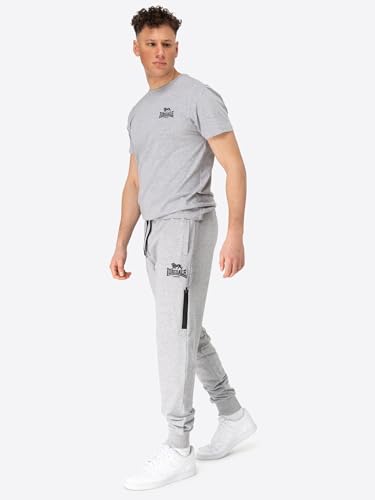 Lonsdale Męskie spodnie do biegania, normalny krój, Grinstead, Marl Grey/Black, XL