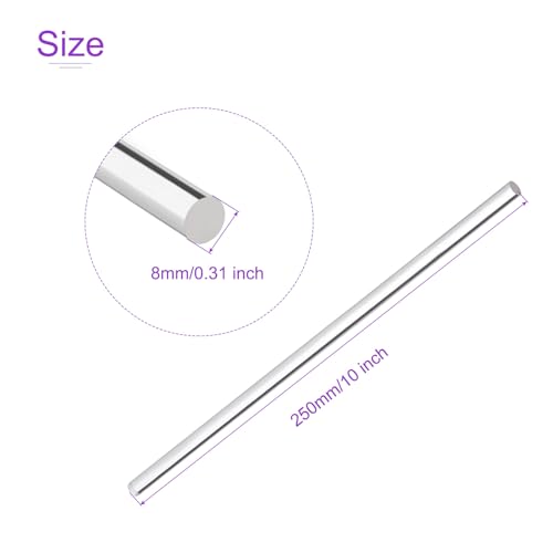 Image of DMiotech 2 Pack 5 /16 Inch x 10inch Acrylic Round Rod Solid Plastic PMMA Bar Stick for DIY Crafts Clear
