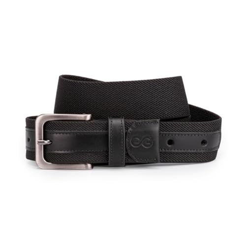 Cinto Masculino Esportivo Couro Legítimo/elástico Ajustavél (EG (serve calça do 54 ao 56), Preto)