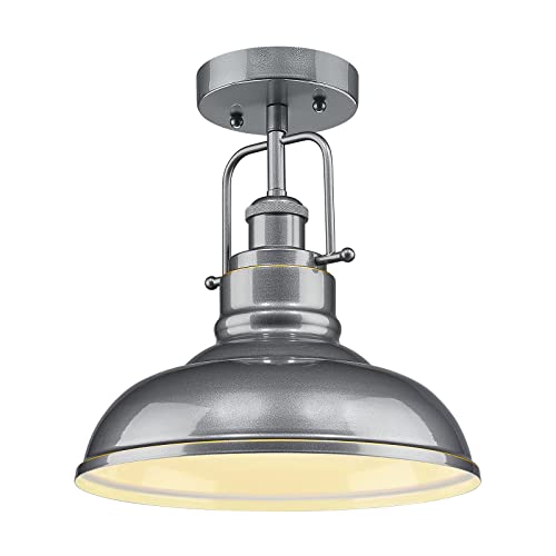 Zeyu Modern Industrial Ceiling Light Semi Flush Mount, 11-Inch Close To Ceiling Light Fixture For Kitchen Bedroom Loft, Grey Finish, Zy41-F Sg #TOP10