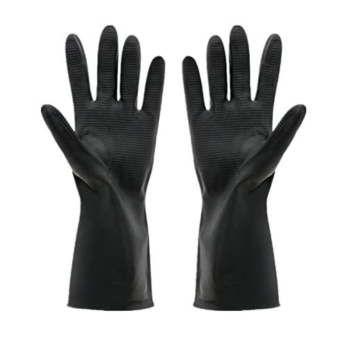 Guantes de Limpieza para Hogar, Largos Guantes de Goma Guantes Látex Reutilizables Guantes de Cocina para Lavaplatos, Jardín, Baño, Trabajo (L, Negro)