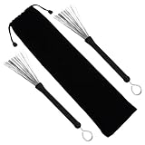 JOINPAYA 1 Pair Retractable Wire Drum Brushes with Handle Drum Brushes Includes Storage Bag for Beginners and Youth Bands