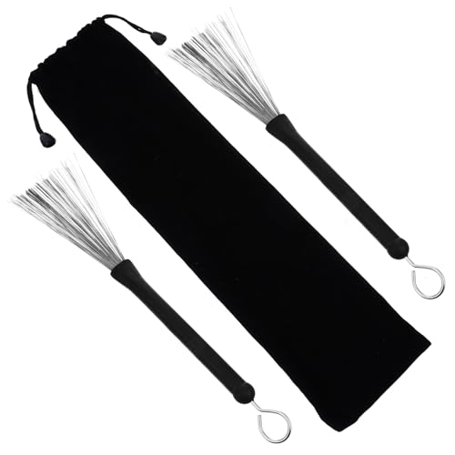 JOINPAYA 1 Pair Retractable Wire Drum Brushes with Handle Drum Brushes Includes Storage Bag for Beginners and Youth Bands