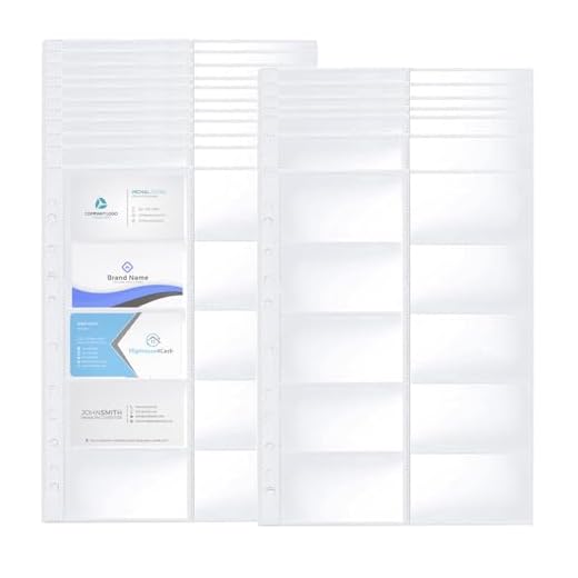 20 Pack Visitenkartenmappe A4 mit 10 Fächern,Visitenkarten Aufbewahrung,Taschen Visitenkartenhüllen Binderblätter,Ultra-Clear Visitenkartenblätter mit 11 Löchern,Doppelseitige Kreditkartenblätter