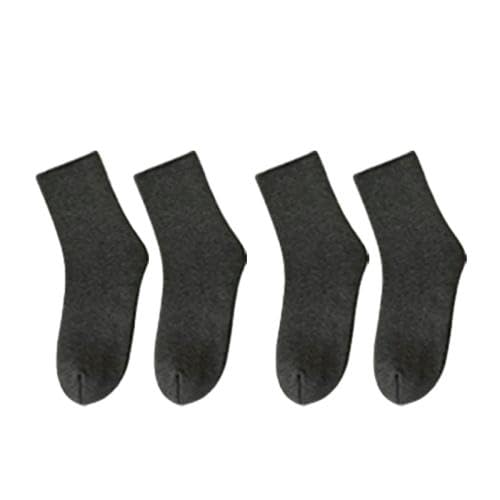 HUBGFEQ Men's Thickened Warm Snow Socks for Fall and Winter, Mid-Calf Men's Socks, Winter Floor Socks-Grey-2Pairs