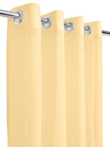 Image of Cotton Linen Solid Curtain with Eyelet Rings,Long Door Curtains for Pooja Room /Living Room /Dining Hall /Hotel /Bedroom /Kid Room /Kitchen (9 Feet, Ivory) Set of 2
