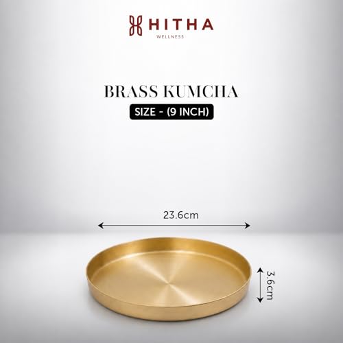 Image of Brass Kumcha Plate (9inch) | Pure Brass Dining Thali | Traditional Elegant Serving Plate | Lightweight, Durable & Easy to Maintain | Premium Brass Plate for Daily Use & Gifting