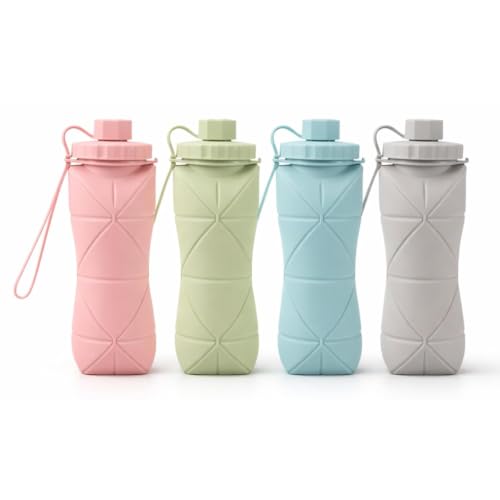 Image of Aider 600ml Collapsible Silicone Water Bottle | Foldable BPA-Free Leakproof Sports Bottle for Travel, Gym, Cycling, Camping & Hiking (Multicolor)