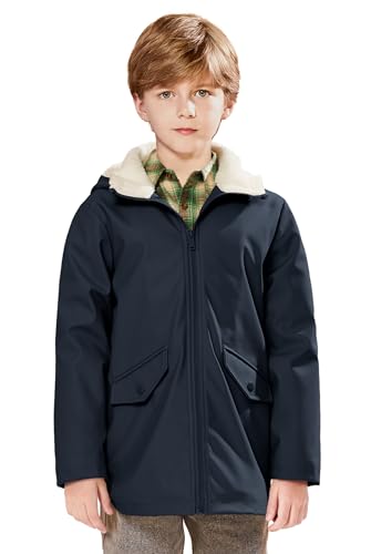 maoo garden Girls Boys Rain Jacket Lightweight Waterproof Raincoat Hooded Lined Long Windbreaker