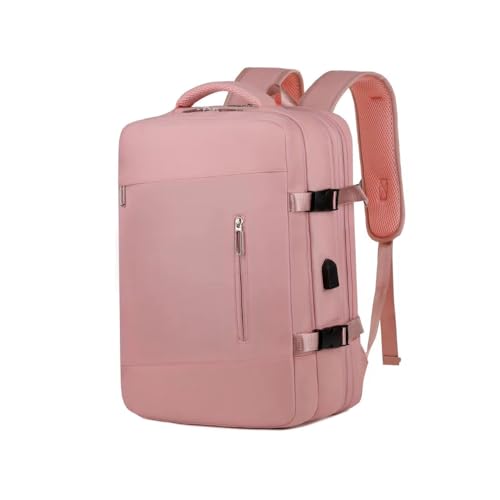 Mochila de Viagem Expansivel Masculina Feminina, Mochila Para Notebook Executiva Impermeável Reforçada Cabo USB, Mochilas Trabalho Escola Viagens, Mochila Mala (Rosa)