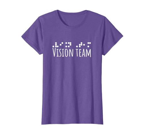 Vision Team PVI Visual Braille Unisex Men Women School T-Shirt, Women, Purple Heather, Medium