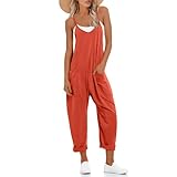 UNIANKIYA One Piece Jumpsuits for women V Neck Sleeveless Loose Fit overalls Spaghetti Strap Harem Long Pants with Pockets