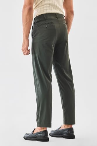 Image of SNITCH Men Trousers | Slim Fit Mid Rise Solid Design | Rayon Blend with Medium Stretch & Smooth Texture | Button & Zip Closure for Casual & Office Wear
