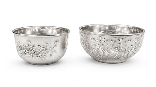 Image of Regal Silver-Plated Decorative Serving Tray for Weddings & Festive Hosting / /Heritage Luxe Embossed Display Platter for Elegant Table Styling