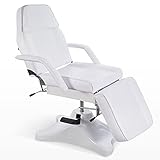BarberPub Tattoo Chair, 360° Swivel Adjustable Tattoo Bed, Multi-Purpose Facial Chair with Hydraulic Pump, Facial Bed for Esthetician with 500 lbs Weight Capacity 9613 (White)