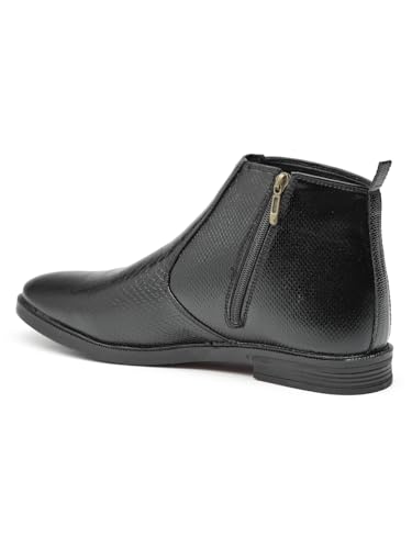 Image of Men's Vegan Leather Chelsea Boots - Classic Almond Toe Ankle Boots with Textured Finish | Formal & Smart Casual Boots
