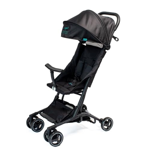 Urban Kanga Bandicoot Reisebuggy fürs Flugzeug-Handgepäck – Ultraleichter kompakter Buggy bis 22 kg, faltbarer Kinderbuggy mit Transporttasche & Schultergurt (Midnight Black)