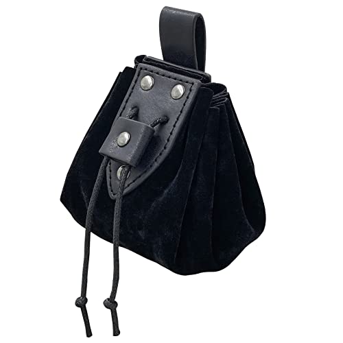 HiiFeuer Vintage Medieval Faux Leather Drawstring Pouch, Middle Ages Portable Coin Purse - Image 2