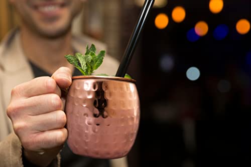 Artisans Village Moscow Mule Copper Mugs: Set Of 4 Stainless Steel Lined Copper Mugs (16 Oz), 4 Straws, And A Shot Glass #TOP5