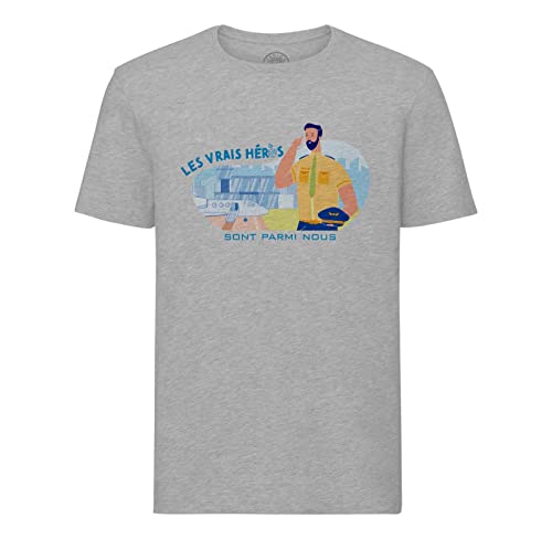 T-Shirt Coton Bio Pilote de Ligne Homme Col Rond Avion Métier Héros