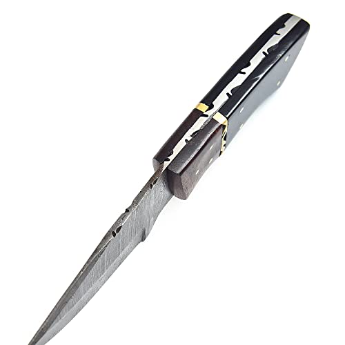 Bck Custom Handmade Damascus Hunting Knife - Best Damascus Steel Fixed Blade Hunting Skinning Knife Camping, Survival Knife With Leather Sheath/Cover., Black #TOP2