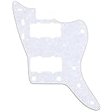 Musiclily Pro 13 Agujeros Vintage 65 60s Pickguard Golpeador para Fender American Jazzmaster, 4 capas White Pearl