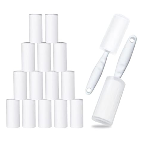 Oiamker Fusselrolle 16 Rollen mit 2 Abroller 2 Staubschutzhülle, Extra Klebrige Lint Roller, Fusselrolle Tierhaare Geeignet für Kleidung, Haare, Katzenhaare, Hundehaare, 60 Blatt/Rollen Cover