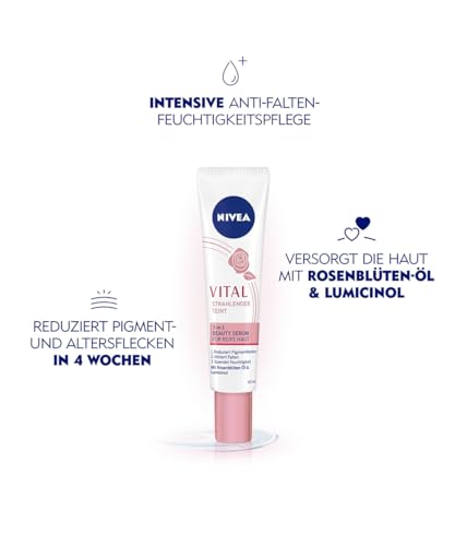 NIVEA VITAL Strahlender Teint 3-in-1 Beauty Serum für reife Haut, intensives Feuchtigkeitsserum für Milderung von Pigment- und… – Ansicht 2