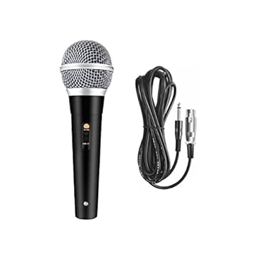 Microfone Dinâmico Profissional Com Fio De 5 Metros 5V Relação 6,5mm P10 Liga De Neodímio Cardióide Unidirecional Cor Preto M-58 Para Karaokê Streaming Transmissão LINHA PREMIUM DUPIN